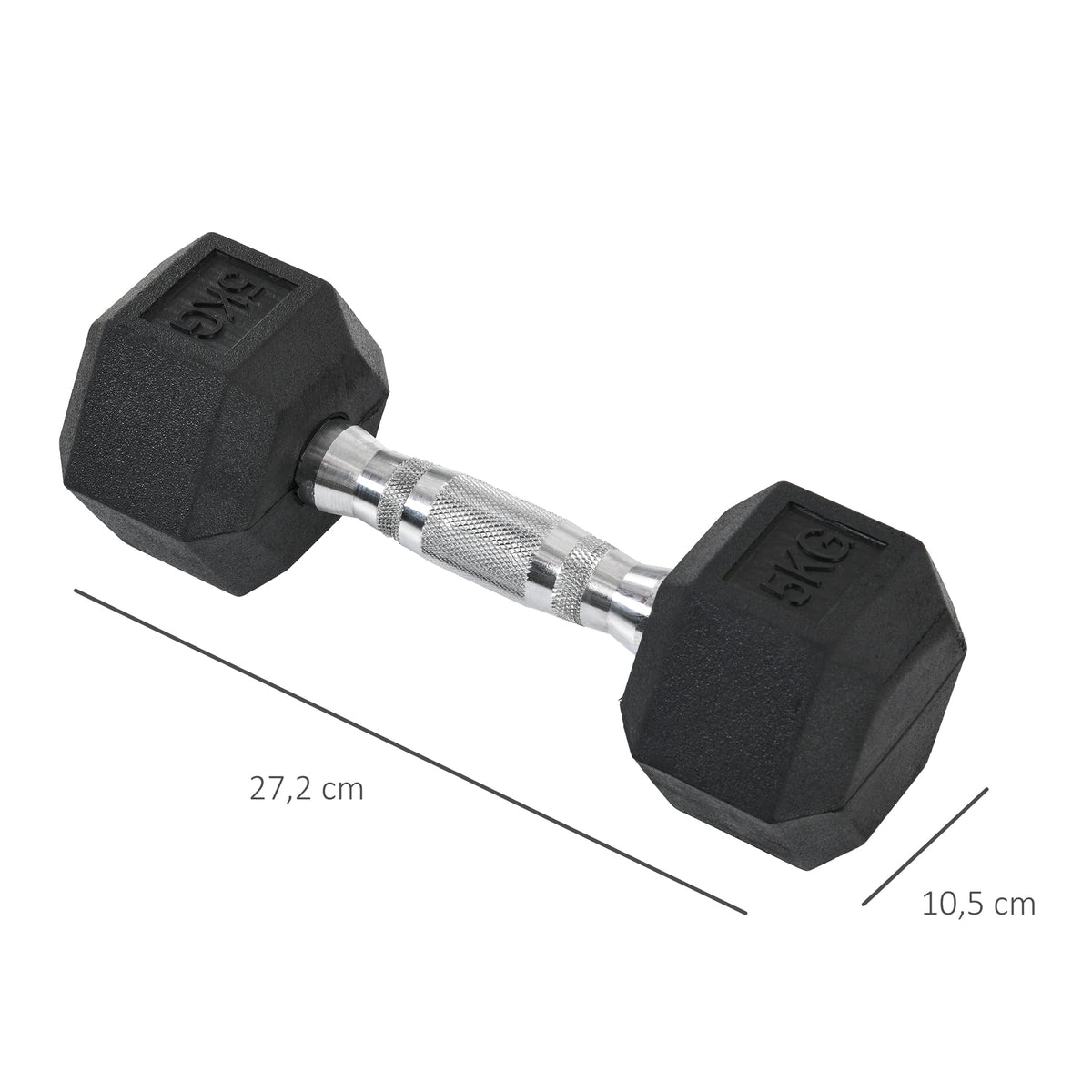Kurzhantel-Set, insgesamt 2 x 5 kg, Fitness-Hanteln für Damen und Herren, Krafttraining & Gewichtheben – Metall/Gummi, schwarz