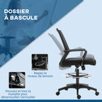 Lot de b2 fauteuils de bureau chaise de bureau assise haute réglable dim. 64L x 59l x 104-124H cm
