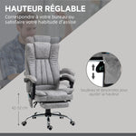 Fauteuil de bureau massant et chauffant, chaise de bureau, chaise ergonomique avec hauteur réglable, dossier inclinable, repose-pied et télécommande filaire, pivotant à 360°, gris