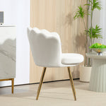Fauteuil coquillage chaise coiffeuse fauteuil en velours fauteuil de salon avec pieds en métal doré crème