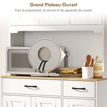 Buffet haut cuisine armoire de cuisine avec 6 portes 2 tiroirs plan de travail étagères réglables 94x39,5x175,2cm blanc