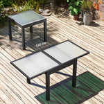 Table Extensible de Jardin Grande Taille dim. dépliées 160 x 80 x 75 cm Aluminium Plateau Verre trempé transparent