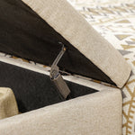 Banc banquette coffre de rangement 2 en 1 assise capitonnée et pieds acier 110 x 44 x 48 cm beige et doré