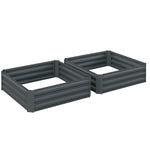 Lot de 2 carré potager de jardin dim. 100L x 100l x 30H cm - tôle d'acier ondulée gris foncé