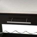 Chariot de Service desserte de Cuisine Table roulantes avec étagère rangement bouteille 60L x 40l x 85H cm Plateau en Acier INOX. Noir