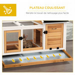 Clapier cage à lapins rongeurs sur roulettes 2 portes verrouillables - 108 x 58 x 73,5 cm bois massif jaune