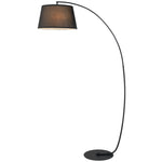 Lampe Lampadaire à Arc Salon Courbée - Lampe Arceau Moderne en Métal - Lampadaire sur Pied, Métal et Lin, Noir