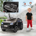 Voiture électrique enfants véhicule électrique 12 V double moteurs 3 à 5 km/h 110 x 68 x 52 cm noir
