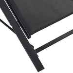 Lot de 2 bains de soleil chaise longue design contemporain table basse plateau verre trempé métal époxy textilène noir