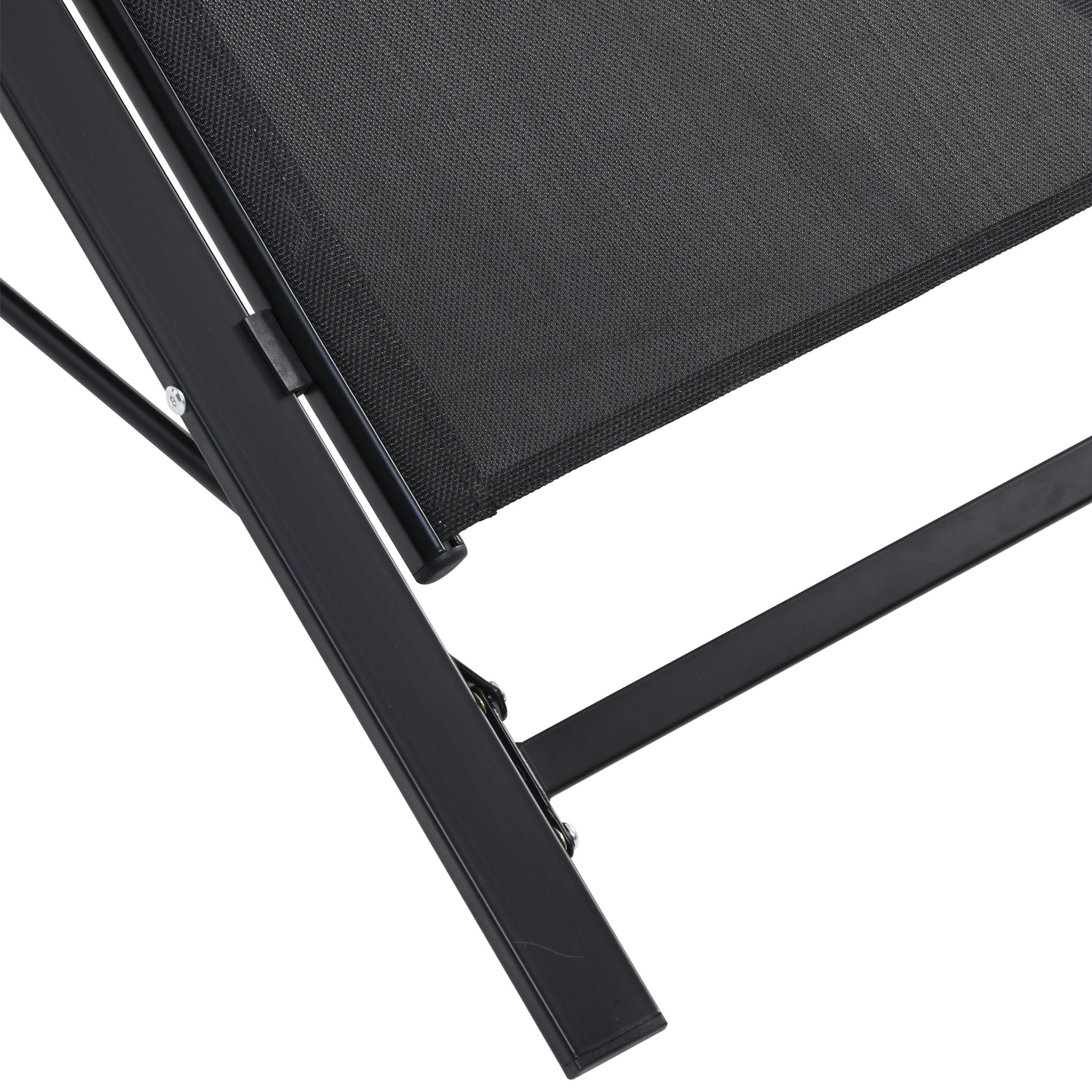 Lot de 2 bains de soleil chaise longue design contemporain table basse plateau verre trempé métal époxy textilène noir