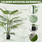 Plante artificielle intérieure 170 cm, palmier arbre artificiel avec pot en plastique et flocage, vert
