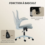 Chaise bureau ergonomique, fauteuil de bureau maille, dossier rabattable, accoudoirs relevables, 73x62x101-111cm, gris