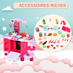Cuisine pour Enfant Recettes Jeu d'imitation 38 Accessoires Inclus Sons et lumières polypropylène Rose