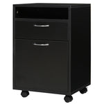 Caisson de bureau rangement bureau sur roulettes tiroir placard niche panneaux particules noir