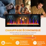 Cheminée électrique mural ou encastrable 900W/1800W, effet flamme à 12 couleurs 5 luminosités, 127 x 9,4 x 47 cm, noir