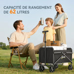 Carro de jardín carro de transporte con ruedas con mango ajustable, con bolsas de transporte 64 x 40 x 60-84 cm negro