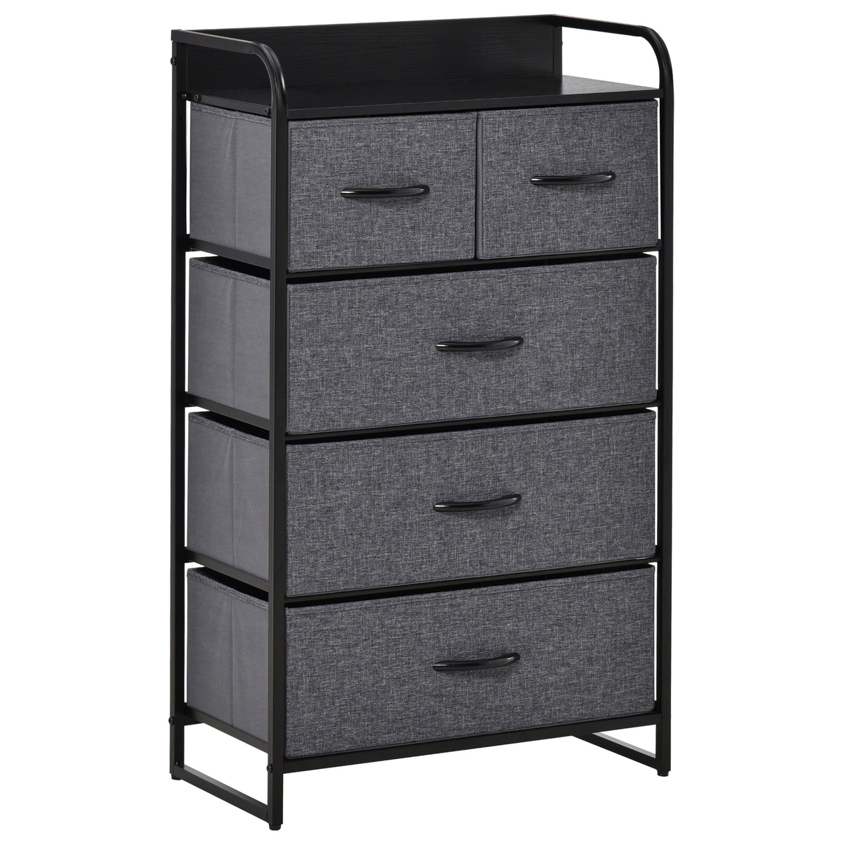 Commode Meuble de Rangement 5 tiroirs Pliables en Tissu 58 x 29 x 99 cm Gris