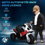 Moto électrique enfants, 3 roues sous licence BMW S1000 RR, 6V et 2,5 Km/h, voiture électrique enfants avec effets lumineux et sonores, moto enfant, charge max. 20 kg, rouge