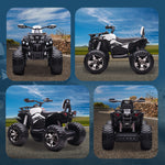 Elektrisches Kinder-Quad Buggy 12 V, max. 8 km/h. Elektroauto für Kinder mit Licht- und Soundeffekten, Metall, PP, Weiß Schwarz