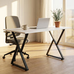 Pieds de table en acier, 60 x 72 cm, lot de 2 pieds de bureau en forme X avec patins réglables et vis, noir
