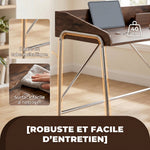 Bureau, bureau d'ordinateur 109 cm avec rebord de sécurité et structure en métal, noyer