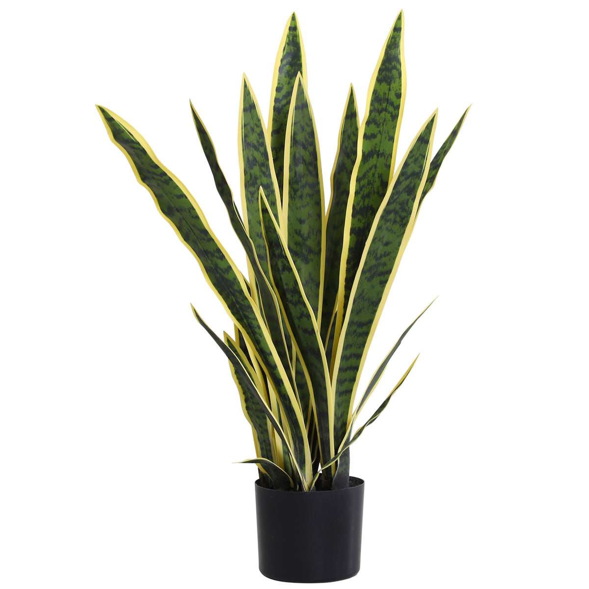 Plante Artificielle Sansevieria 77 cm avec 21 Feuilles Ajustables et Pot, Facile à Nettoyer, pour Bureau, Chambre, Vert