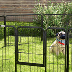 Luxe parc enclos modulable acier époxy porte verrouillable pour chiens, lapins, rongeurs, petits animaux, intérieur et extérieur 80 x 60 cm noir