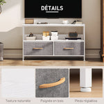 Meuble TV, meuble télé pour téléviseur jusqu'à 47 pouces avec 2 tiroirs et pieds en acier, 98 x 29 x 56 cm, gris clair