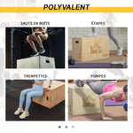 Box jump pliométrie 3 en 1 appareil boîte à saut musculation fitness & entraînement croisé plyobox pour box training 40/45/60 cm en bois
