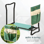 Tabouret de Jardin Pliable agenouilloir de Jardin siège Jardinage avec Coussin Pochette Rangement Outils Vert