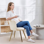 Fauteuil coquillage chaise coiffeuse fauteuil en velours fauteuil de salon avec pieds en métal doré beige