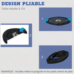 Trampoline de fitness gymnastique avec poignée réglable, pliable, 6 pieds, 28 ressorts Ø 102 cm, noir bleu
