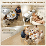 Table à Manger Pliante sur Roulettes, Table de Cuisine pour 4 Personnes avec Étagère Intégrée, 100 x 100 x 75 cm, Blanc