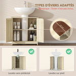 Meuble Salle de Bain sous Lavabo, Meuble sous-Vasque, Placard 2 Portes avec Étagère, 60x30x60cm, Chêne