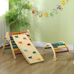 5 en 1 Triangle arche d'escalade enfants avec rampe d'escalade réversible toboggan bascule multicolore