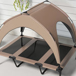 Lit pour chien chat sur pieds lit chien surélevé velum anti-UV oxford sac de transport 106 x 76 x 94 cm café