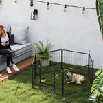 Dog playpen, 6-panel modular and foldable dog enclosure, portable steel with door 80 x 60 gray