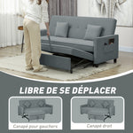 Canapé convertible 3 places canapé-lit clic-clac réversible avec dossier réglable et coussins, 196 x 90 x 89 cm, gris