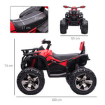 Quad Buggy électrique Enfant 12 V 8 Km/h Max. Voiture électrique Enfant avec Effets Lumineux sonores Selle avec Dossier Porte-Bagage Avant métal PP Rouge Noir