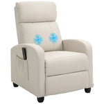Fauteuil de Relaxation et Massage avec Inclinaison Manuelle Dossier Repose-Pied réglable revêtement synthétique Crème
