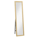 Miroir sur pied mural ou à poser rectangulaire avec cadre en bois pour salon chambre à coucher 37 x 155 cm marron clair