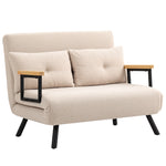 Canapé convertible 2 places 4 en 1, canapé-lit avec dossier réglable sur 5 niveaux, 2 coussins, 102 x 73 x 81 cm, beige