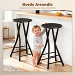Lot de 2 Tabourets de Bar Pliables, Chaises de Bar Ronds avec Double Repose-Pieds, Cadre en Acier, Noir