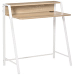 Bureau Informatique Table Ordinateur d'étude dim. 84L x 45l x 85H cm Style Simple en Bois chêne Clair Blanc