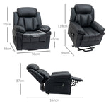 Sillón de relax eléctrico, sillón elevador reclinable con reposapiés ajustable, revestimiento sintético negro