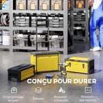 Lot de 3 boîtes à outils sur roulettes empilables et modulaires en acier avec plateau, poignées et serrure, jaune