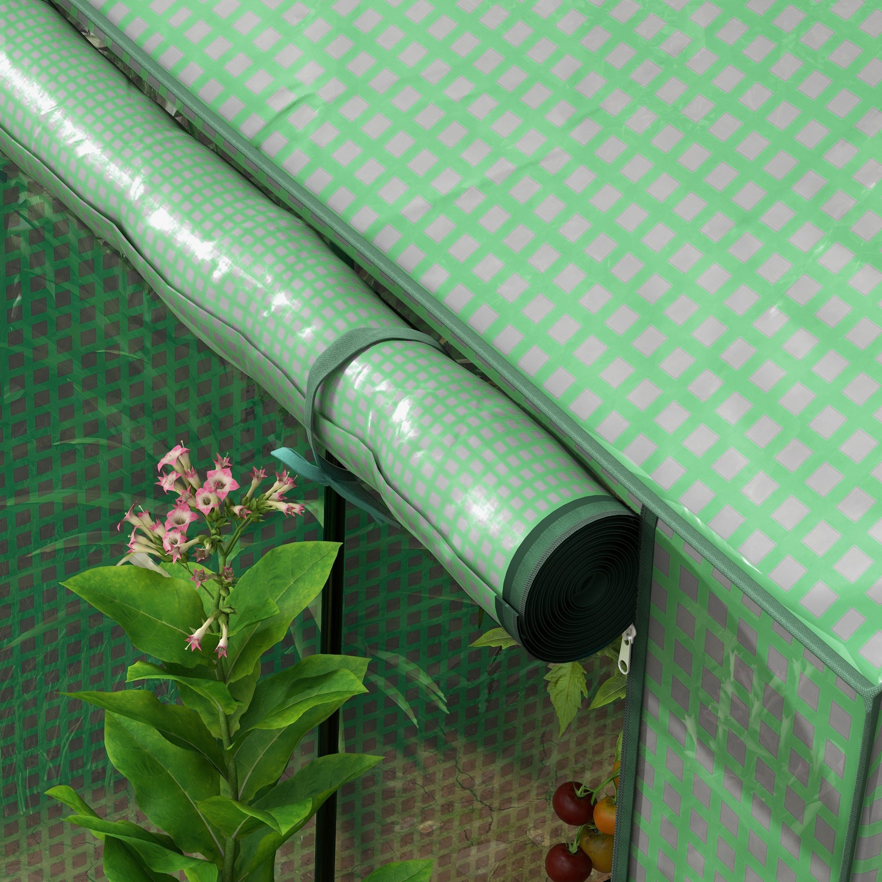 Serre de jardin avec 2 espaces et 2 portes enroulables - 0,8 m² Serre à tomates dim. 1L x 0,8l x 1,5H m, Acier et PE
