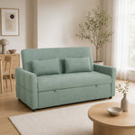 Canapé Convertible 2 Places 3 en 1, Canapé-Lit Clic Clac 160 cm, Dossier Réglable, Assise Large, 2 Oreillers, Vert
