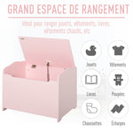 Coffres à Jouets pour Enfants Boîte à Jouets Malle de Rangement Dim. 60L x 40l x 48H cm Vérin Pneumatique MDF Rose