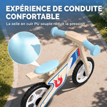 Draisienne Enfants Vélo Bébé sans Pédales avec Selle Réglable en PU, pour 3-5 Ans Jusqu'à 50 kg, Bois Naturel